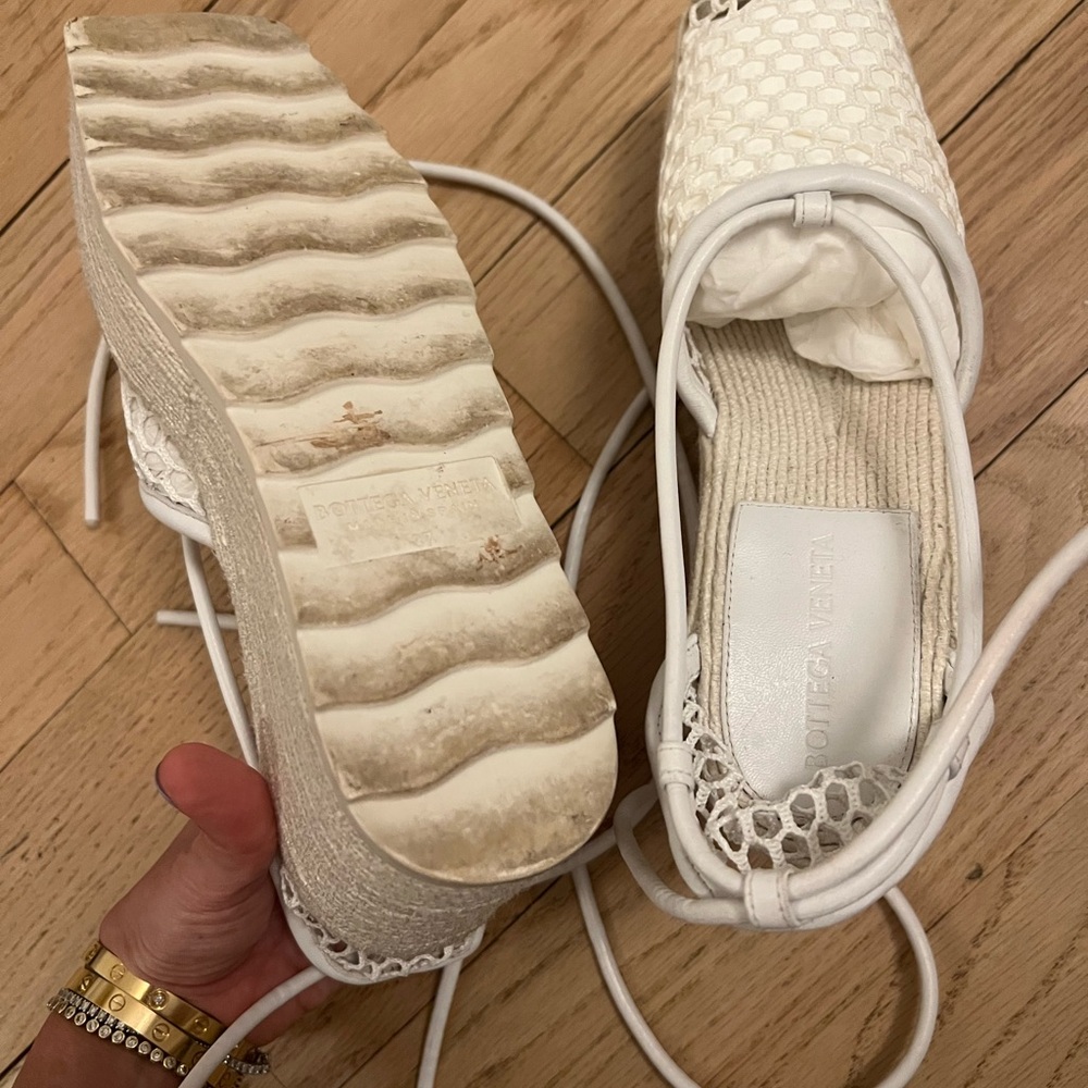 BOTTEGA VENETA - White Net Women's Wedge Espadrilles - 6.5 / 7 - excellent - Picture 8 of 13